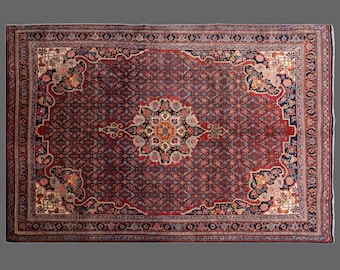 Vintage Turkish Oushak Rug 223x337 cm (7'3"x11'1") – 60+ Years Old Handmade Wool Carpet, Antique Oriental Area Rug, Bohemian Large Rug
