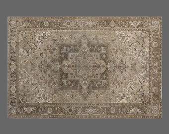 Vintage 60+ Yr Turkish Rug – Handwoven Wool on Wool, Bohemian & Caucasian Design – 236x346 cm / 7.7x11.3 ft – Naturally Dyed and Timeless