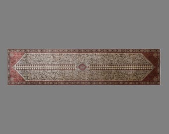 Antique Turkish Runner Rug 87 x 390 cm | 2'10" x 12'9" ft Vintage Handwoven Wool Rug, Muted Oushak Design, 60+ Years