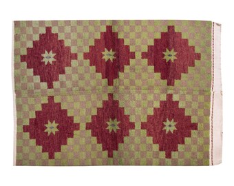 4x5 Turkish Handmade Wool Shaggy Rug,Bohemian Beni Ourain Rug,Flokati Rug