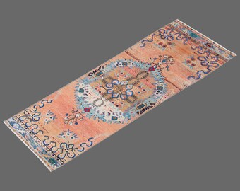 Blossom Aura of Oushak, Vintage Turkish Runner Rug, 2 x 6 ft Rug, Vintage Runner Rug