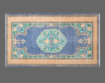 120x218 cm (3.9x7.2 ft) Vintage Oushak Rug | Turkish Wool Rug | 60+ Year Old