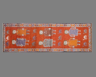 Antique Oushak Runner Rug 3'3" x 10'2" | 100 x 310 cm, Vintage Turkish Wool Rug, Handwoven Hallway Runner, 1960s Muted Colors