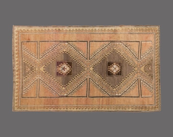 Saffron Maze of Kars, Vintage Turkish Rug, 5 x 9 ft, Vintage Rug
