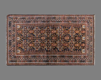 Vintage Konya Rug, 3.7 x 6.2 ft Handmade Wool Rug, Turkish Anatolian Geometric Tribal Area Rug