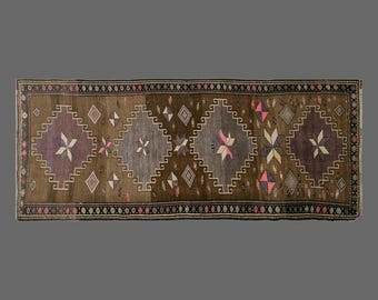 Kars Runner Rug, Runner Rug, Turkish Rug, Vintage Rug, 4 x 12 feet, 124 x 365 cm Rug, Oriental Runner Rug, Handmade Rug, Kars Rug