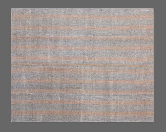 Large Minimalist Vintage Turkish Kilim Rug 230x290 cm (7.5x9.5 ft) | One-of-a-Kind | 60+ Years Old