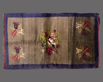 3'6"x6'7" ft vintage Turkish Handmade Tulu rug,Bohemian Wool Shaggy rug