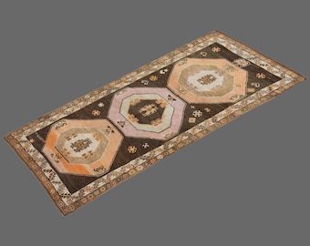 Vintage Turkish Runner Rug 5x12: Handwoven Wool Hallway Carpet