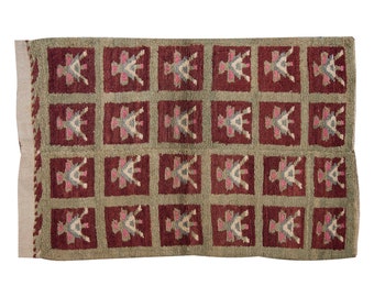 4x5 Moroccan Wool Beni Ourain Rug,Vintage Bohemian Flokati Rug