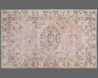 Vintage Turkish Oushak Rug 114x210 cm (3.8 x 6.6 ft), 60+ Years Old, Handwoven Wool Oriental Carpet, Antique Muted Area Rug, Decorative Rug