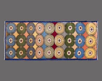 Festival of Oushak, Vintage Turkish Rug, 3 x 7 ft Rug, Vintage Rug
