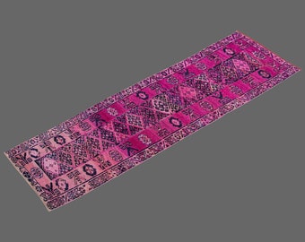 Hallway Runner "Rug 3.2" x 12.0" Vintage Ushak Runner Rug, Size: 97 x 367 cm,Pale Muted colors rug,Distressed Rug,Area Rug,Kitchen Rug