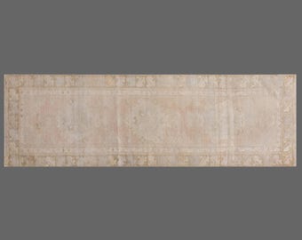 Handmade Vintage Oushak Rug Runner 88x323 cm (2'11"x10'7") – 60+ Years Old Turkish Long Hallway Runner, Narrow Floor Carpet, Narrow Carpet