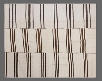 Minimalist Vintage Turkish Kilim Rug 192x240 cm (6.3x7.9 ft) | Handwoven 60+ Years Old