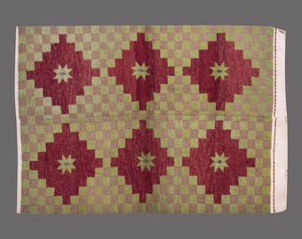 Vintage Turkish Wool Shaggy Rug: Bohemian Beni Ourain Style, 3'8"x5'