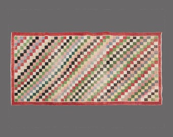 Chromatic Riddle of Oushak, Vintage Turkish Rug, 3 x 7 ft Rug, Vintage Rug