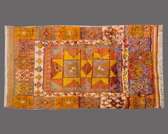 Shaggy Turkish Tulu Rug: Bohemian Wool Beni Ourain Style, Vintage Handmade
