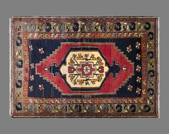 Vintage Turkish Prayer Rug, 3 x 3.9 ft, 90 x 120 cm, Handwoven Wool Mihrab Rug