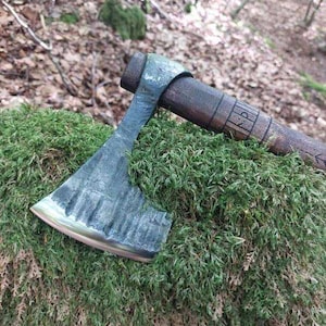 Hand-forged Baltic Viking axe made of carbon steel, with straight shaft and available in different versions