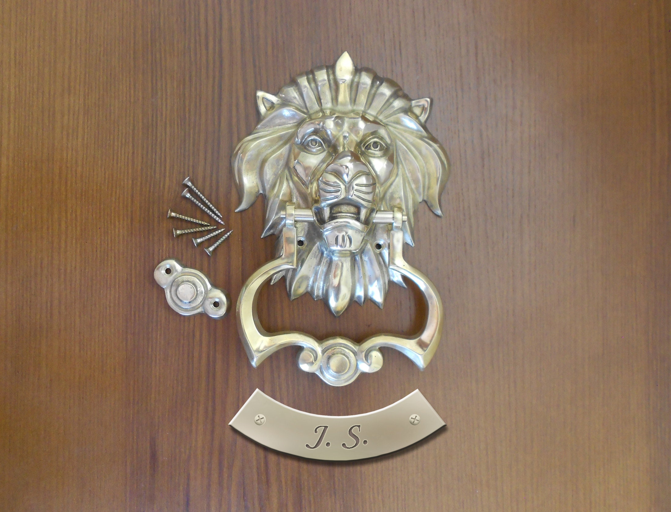 Personalized Lion Head Door Knocker Bronze Lionhead Etsy
