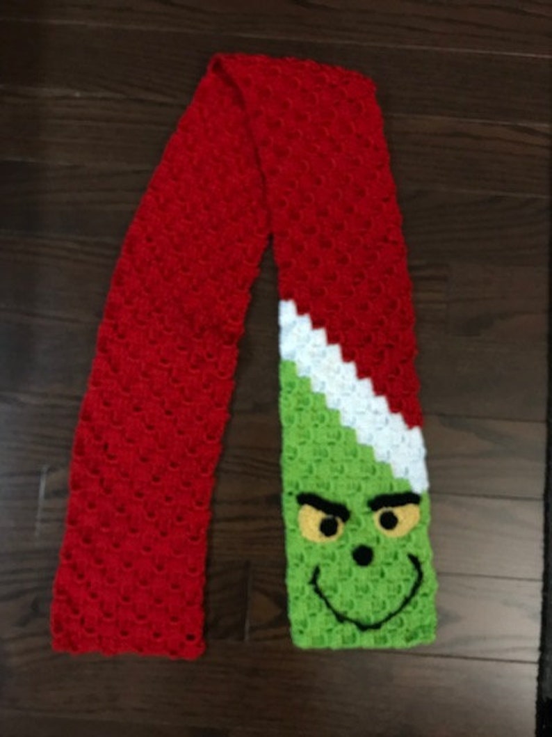 Grinch Inspired Crochet Scarf Etsy