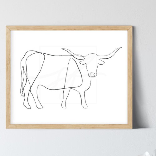 Minimalist Longhorn One Line Drawing Digital Download - Etsy