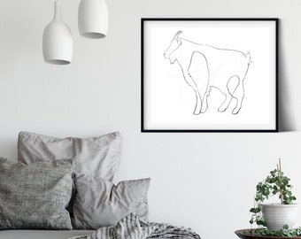 Minimalist Mountain Goat Single Line Zeichnung