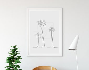 Palmera minimalista dibujo de una línea digital.