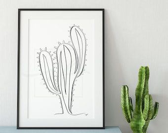 Kaktus minimalistische einzeilige Zeichnung - Etsy.de