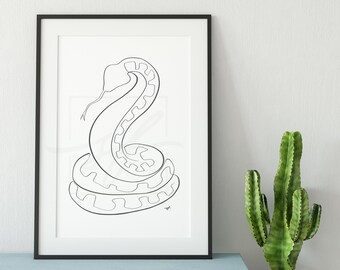 One line Cobra Snake minimalist drawing