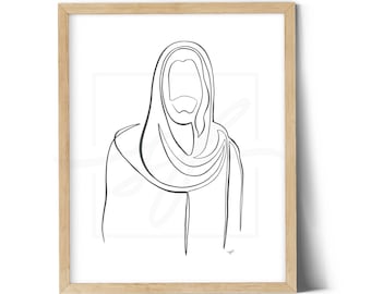 Jesus Christ Continuous Line Drawing, Minimalist, digital download