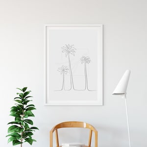 Palm tree minimalist one line drawing digital