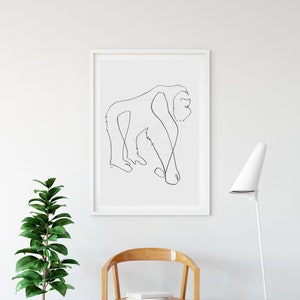 Minimalist Orangutan Single Line Art, Digital Download