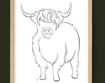 pix How To Draw A Highland Cow Face Step By Step highland cow drawing etsy