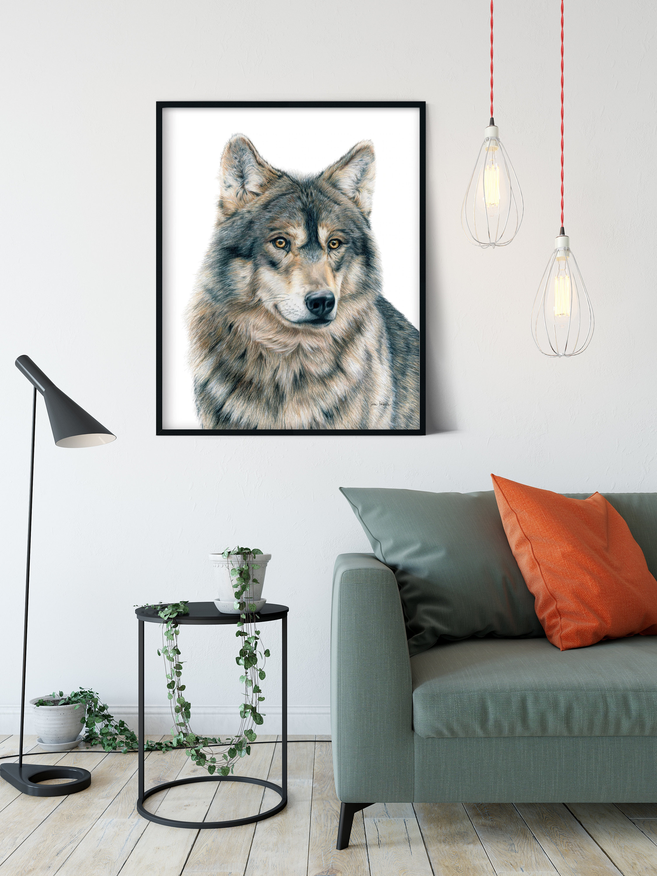 狼の色鉛筆画 縦プリント - Etsy 日本