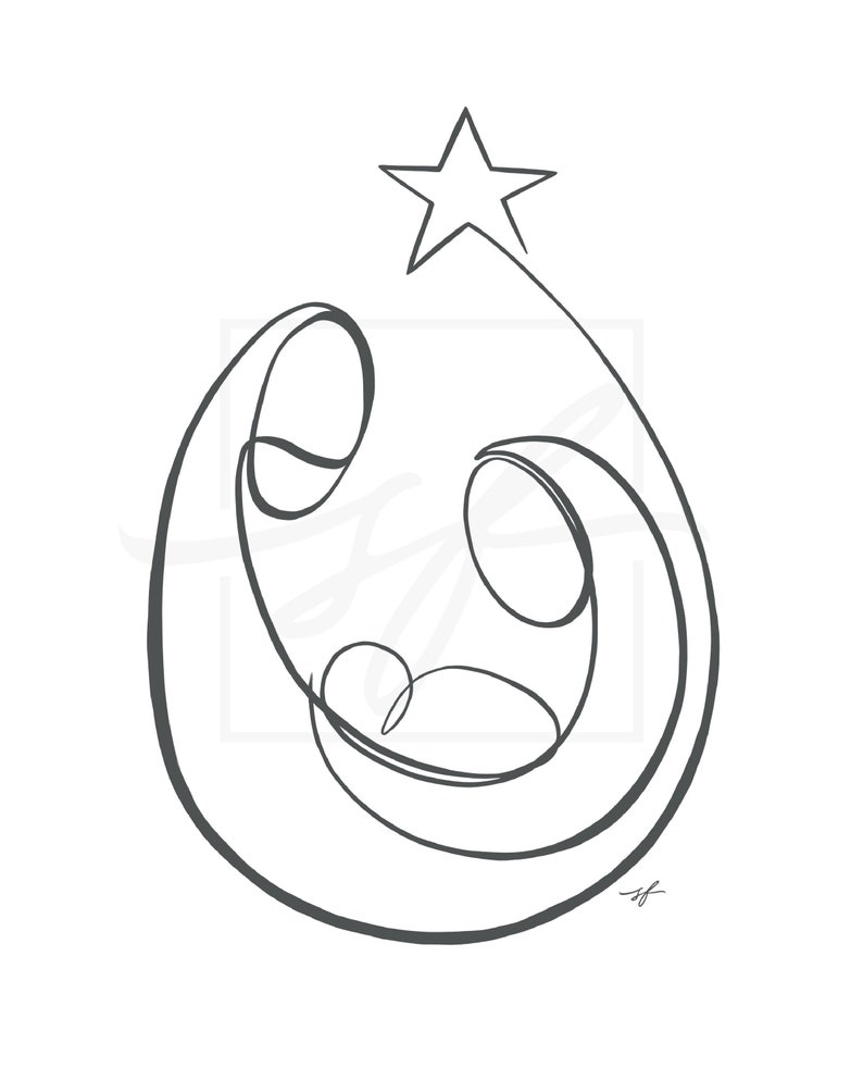 Minimalist Nativity one line drawing Etsy