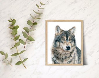 Wolf Colored Pencil Drawing Vertical Print - Etsy Norway