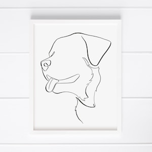 Rottweiler Dog One Line Drawing Minimlaist Digital Download