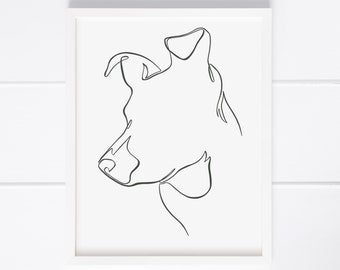 Dog One Line Drawing, pet portraig, digital download