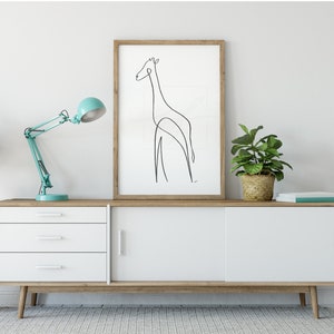 Minimalist Giraffe Single Line Art, Digital Download