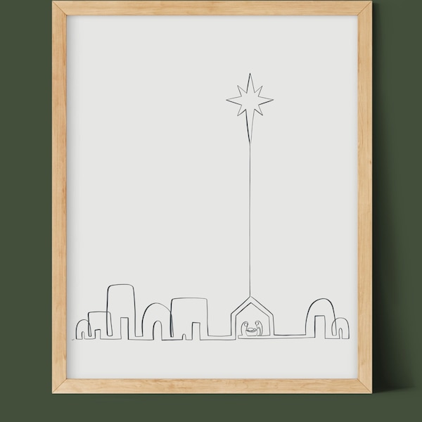 Star of Bethlehem Christmas minimalist one line drawing