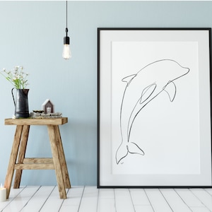 Minimalist dolphin one line drawing