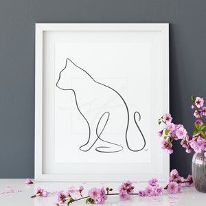 Minimalist Cat Single Line Art, digital print