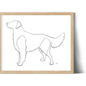 Golden Retriever Continuous Line Minimalist Drawing, digital download