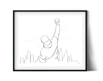 Rocky Movie Minimalist One Line drawing, digital download