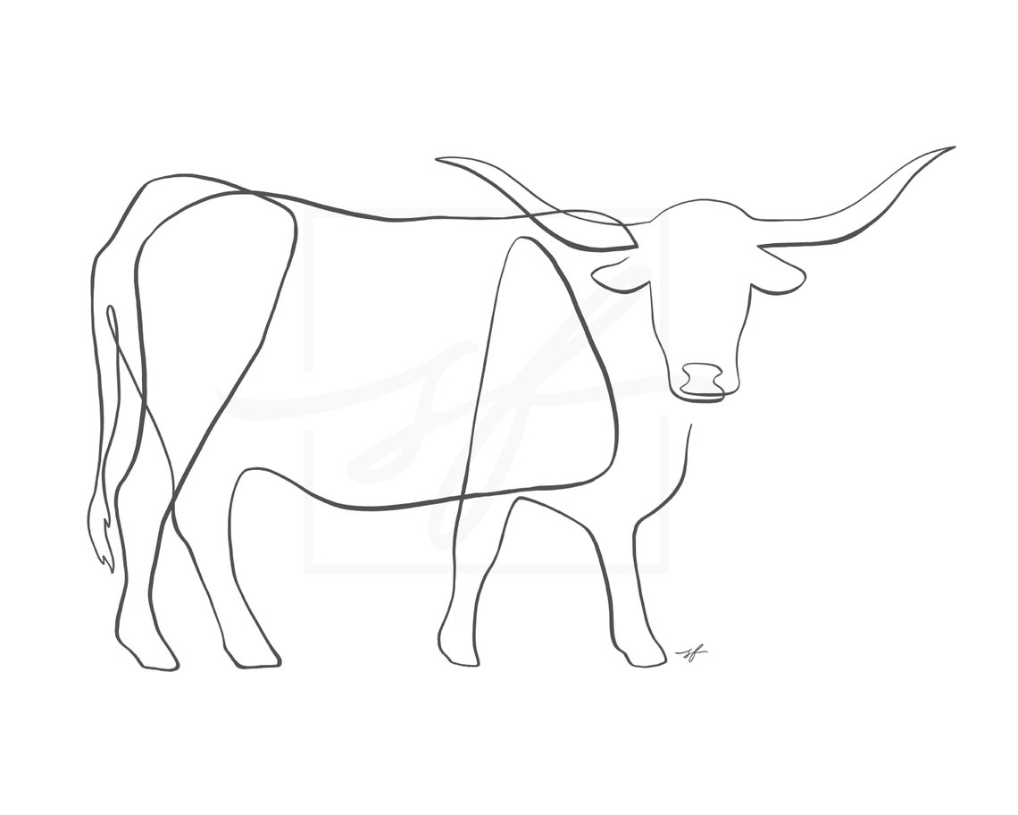 Minimalist Longhorn One Line Drawing Digital Download | Etsy