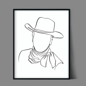 John Wayne one line drawing digital download