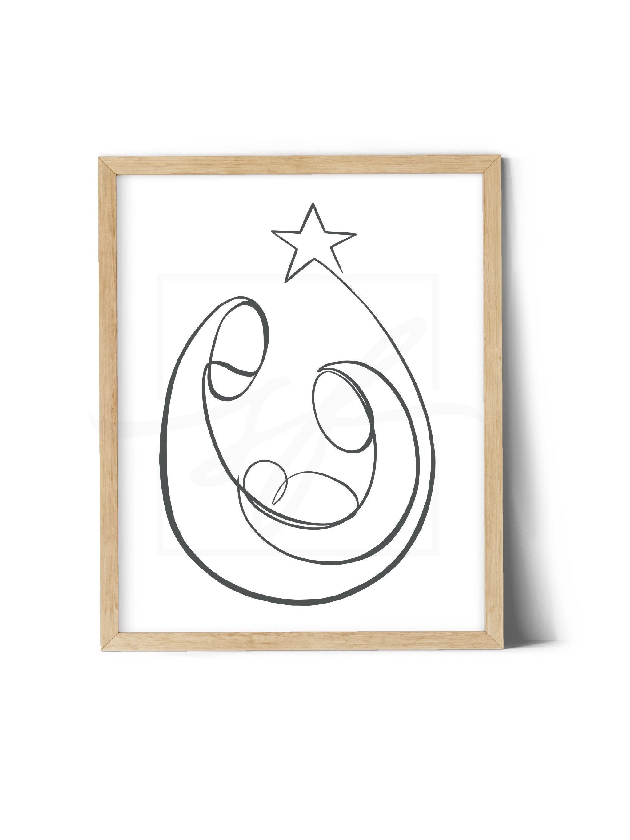 Minimalist Nativity one line drawing Etsy