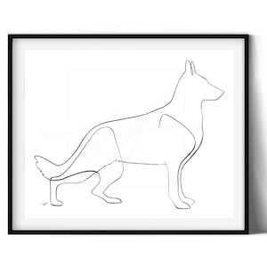 Minimalist German Shepherd One Line Drawing